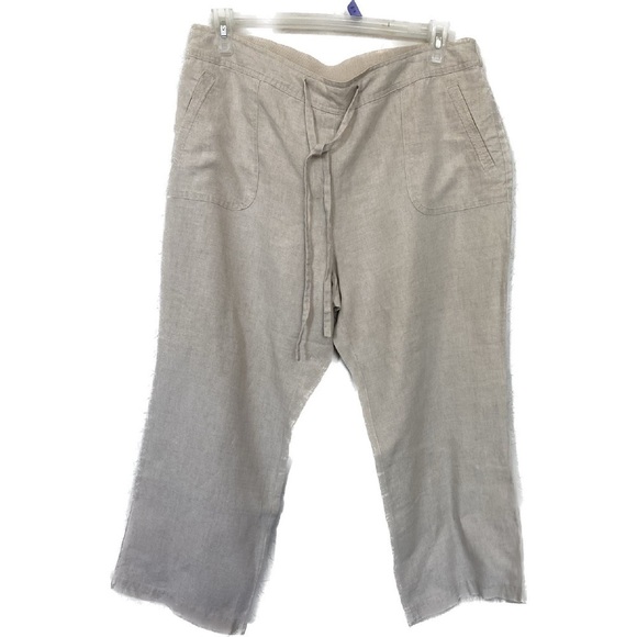 Charter Club Beige Linen Capri Pants Size 16 - Picture 1 of 9